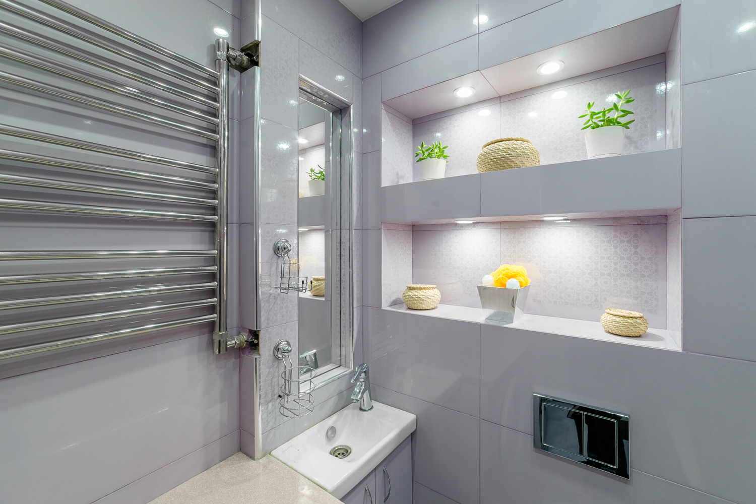 с подсветкой в ванной: дизайн, как сделать нишу из гипсокартона .