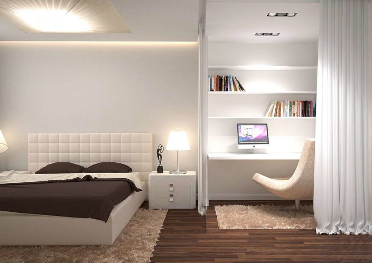 дизайн спальни с кабинетом