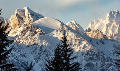 горы вершины снег зима